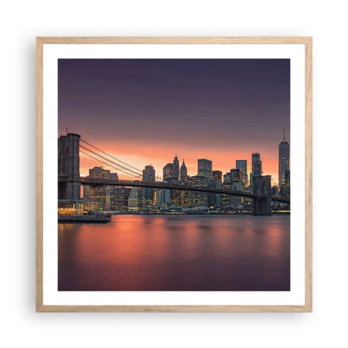 Poster in cornice rovere chiaro - Immersa nel silenzio lilla - 60x60 cm