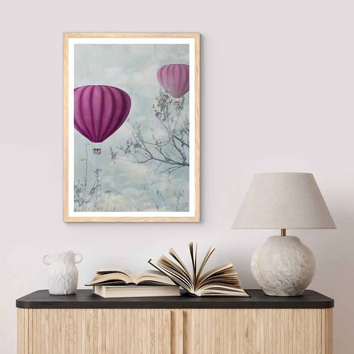 Poster in cornice rovere chiaro - Come navi nel cielo - 61x91 cm