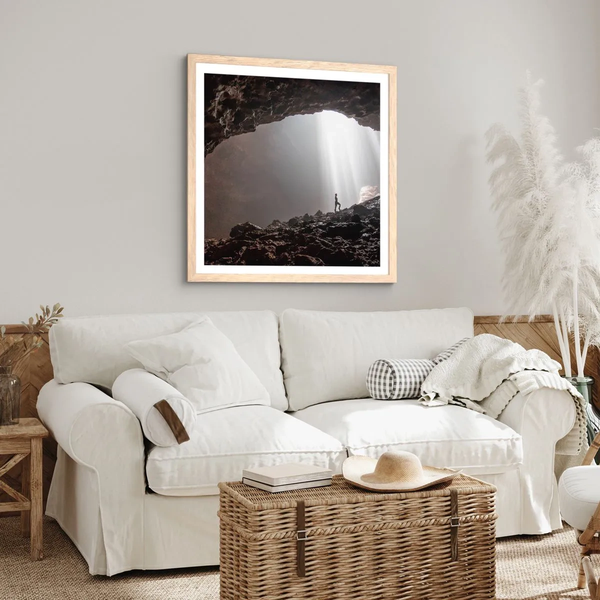 Poster in cornice rovere chiaro - Grotta luminosa - 50x50 cm