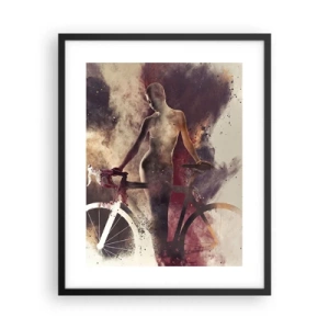 Poster in cornice nera - Nelle forme di marmo un'anima da ciclista - 40x50 cm