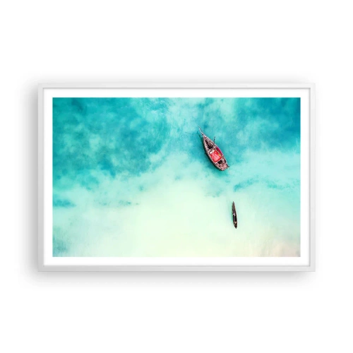 Poster in cornice bianca - Nelle spiagge di Zanzibar, quando c'è troppa acqua... - 91x61 cm