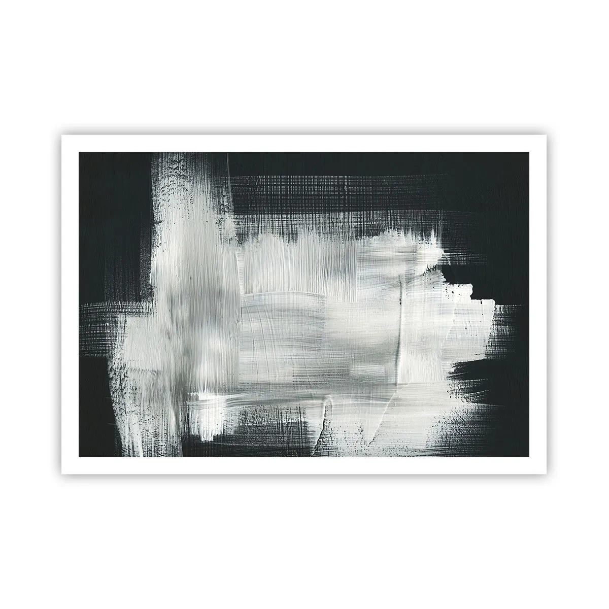 Poster - Tratti astratti bianchi su sfondo scuro - 100x70cm - Tessuto in verticale e in orizzontale - Decorazione murale moderna per soggiorno e camera da letto ARTTOR