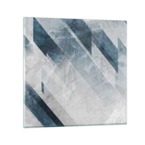 Quadro su vetro - Composizione spaziale: movimento in grigio - 30x30 cm