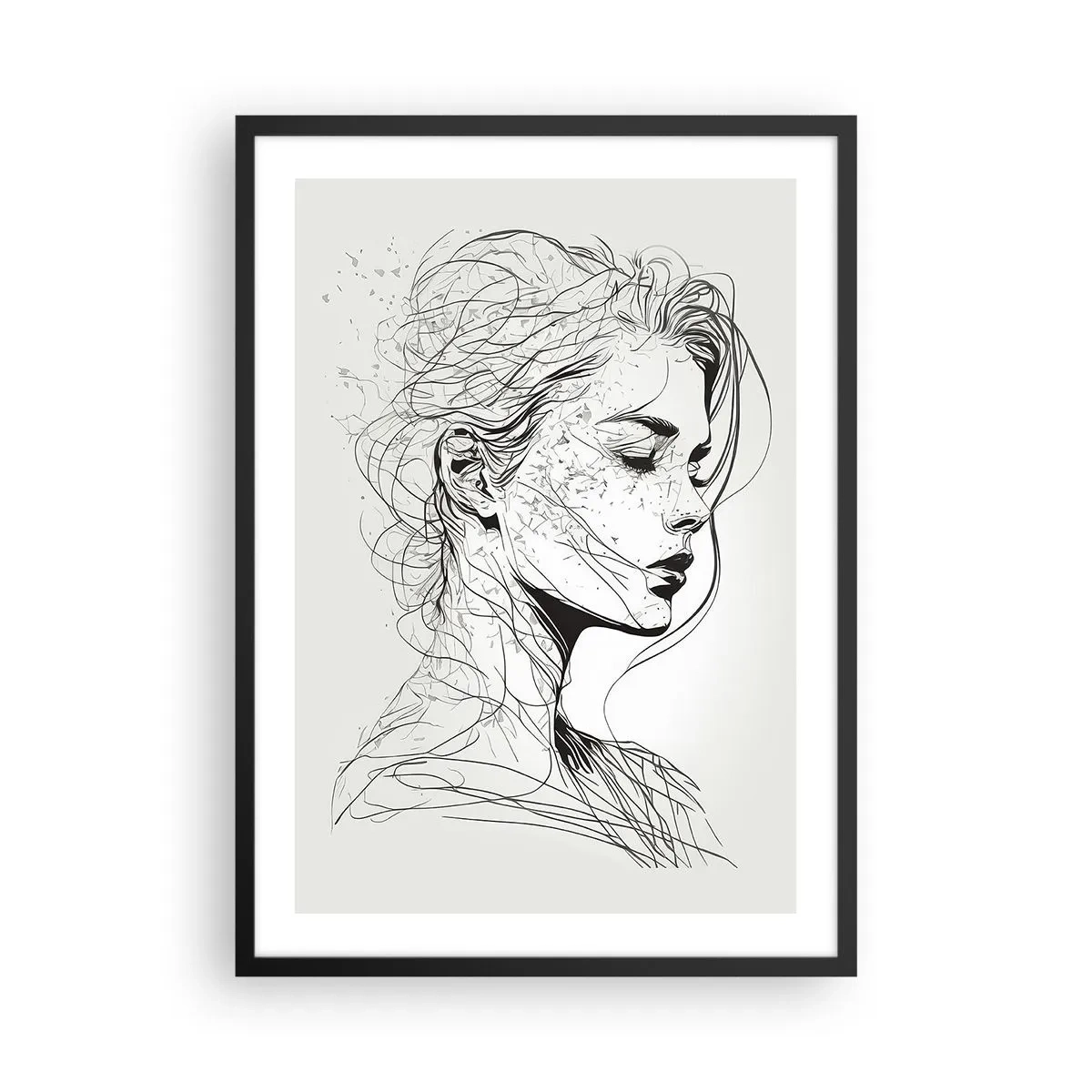 Poster in cornice nera - Ritratto pensieroso - 50x70 cm