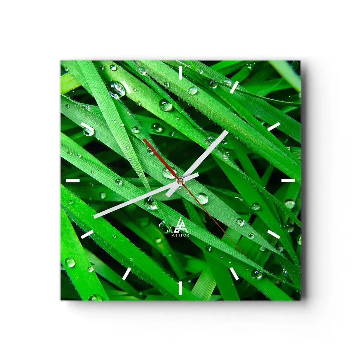 Orologio da parete - Orologio in Vetro - Giocando con il verde - 40x40 cm