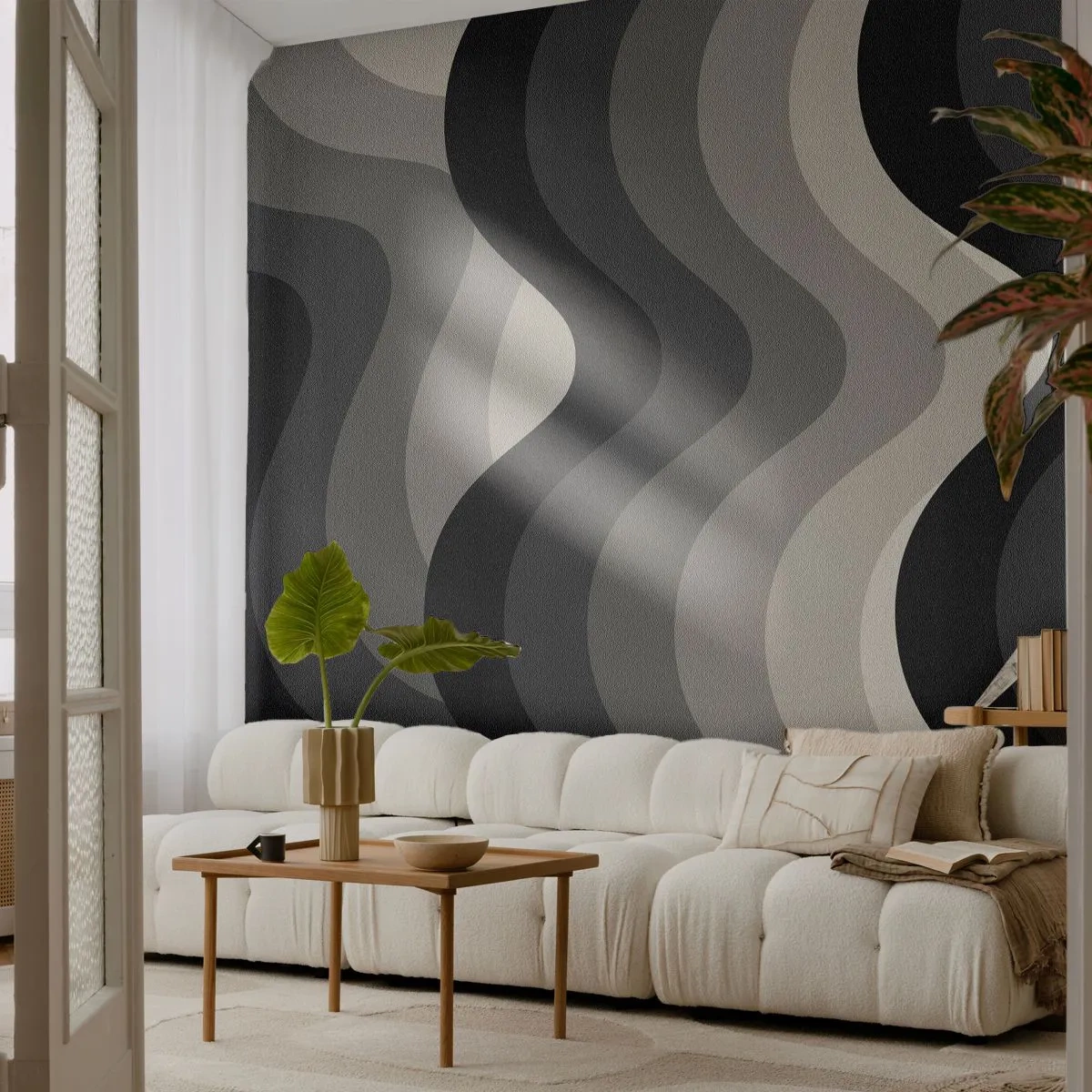 Fotomurali Autoadesivo Deluxe Sticker - Un'onda dopo l'altra - Linee, Onde, Astrazione - 250x175 cm