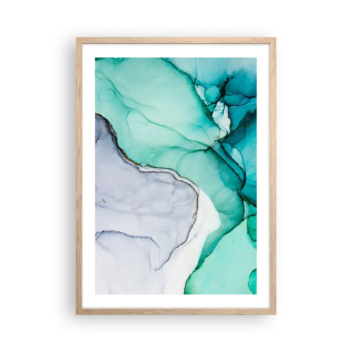 Poster in cornice rovere chiaro - Studio in turchese - 50x70 cm