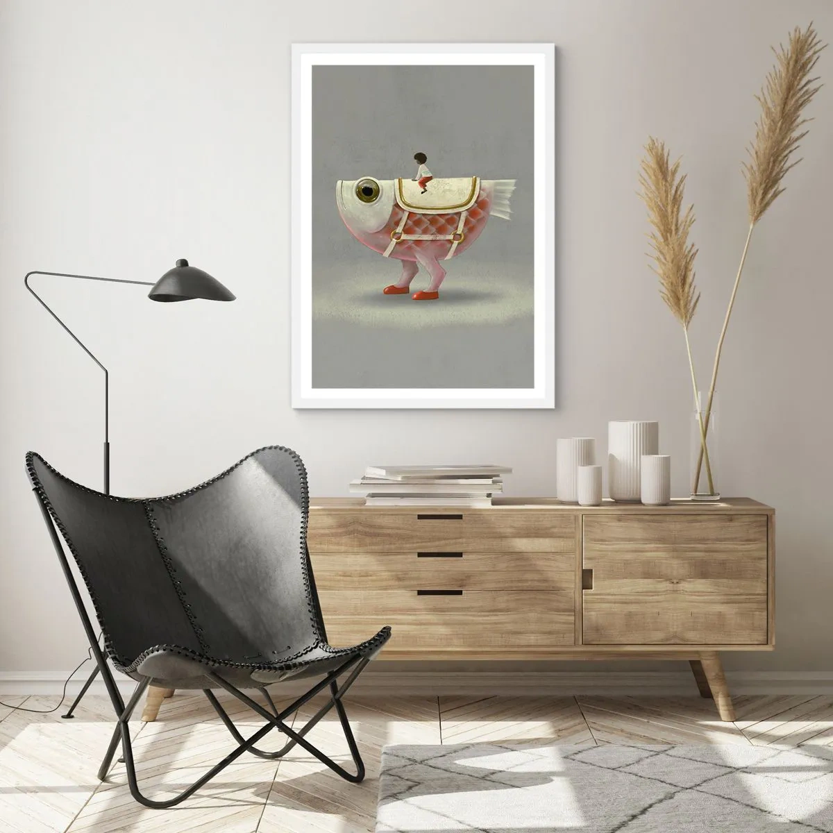 Poster in cornice bianca - Il cavaliere del pesce - 50x70 cm