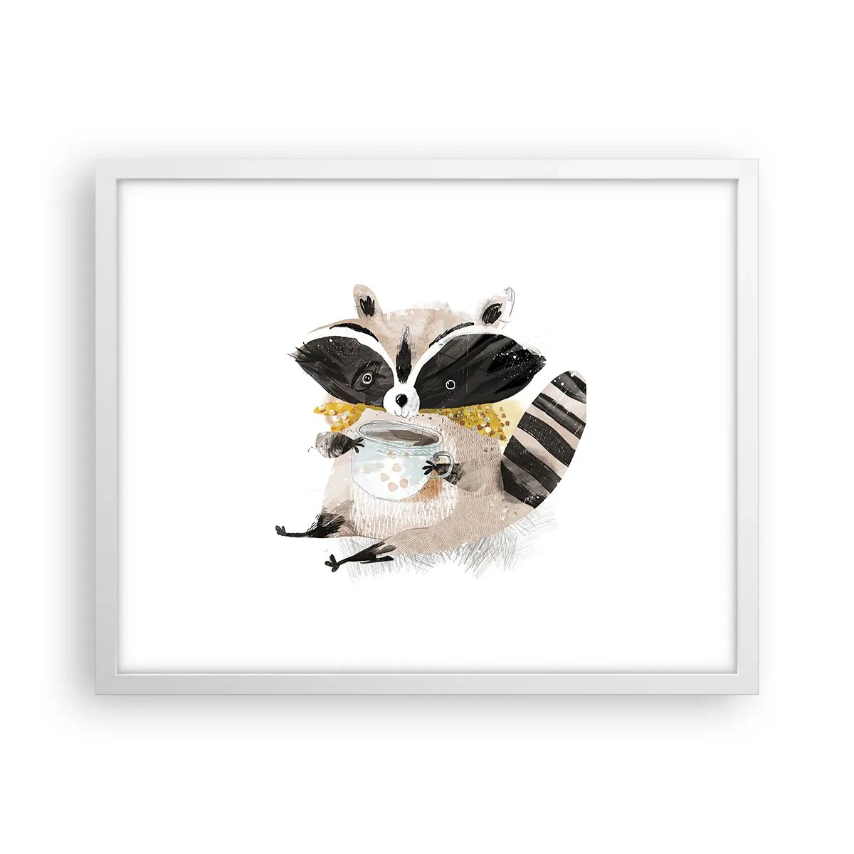 Poster in cornice bianca - Il mio amico procione - 50x40 cm