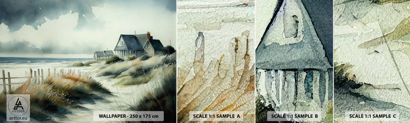 Campione Di Fotomurale Standard Eco - Lontano dal caos - Casa, Spiaggia, Mare - 100x30 cm