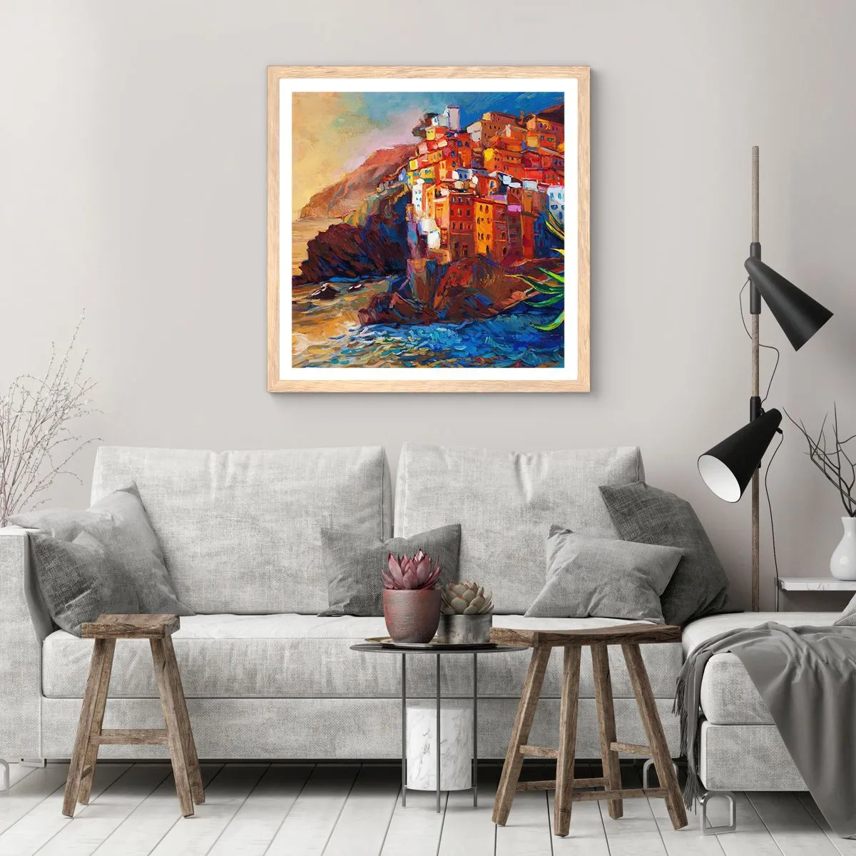 Poster in cornice rovere chiaro - Atmosfera italiana - 40x40 cm