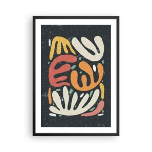 Poster in cornice nera - Forme organiche colorate su uno sfondo scuro - 50x70cm - Composizione: adesso ti acchiappo - Decorazione murale moderna per soggiorno e camera da letto ARTTOR