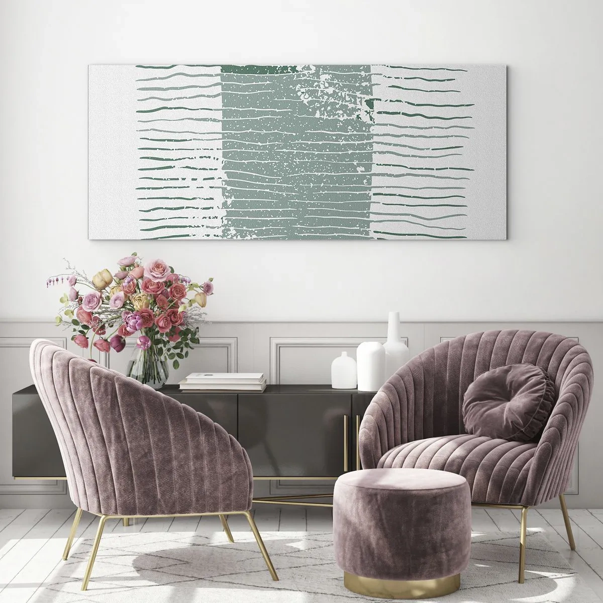 Quadro su vetro - Astrazione marina - 100x40 cm