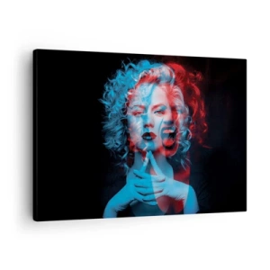 Quadro su tela - Stampe su Tela - Doppio ritratto di donna in rosso e blu - 70x50cm - Alter ego - Decorazione murale moderna per soggiorno e camera da letto ARTTOR