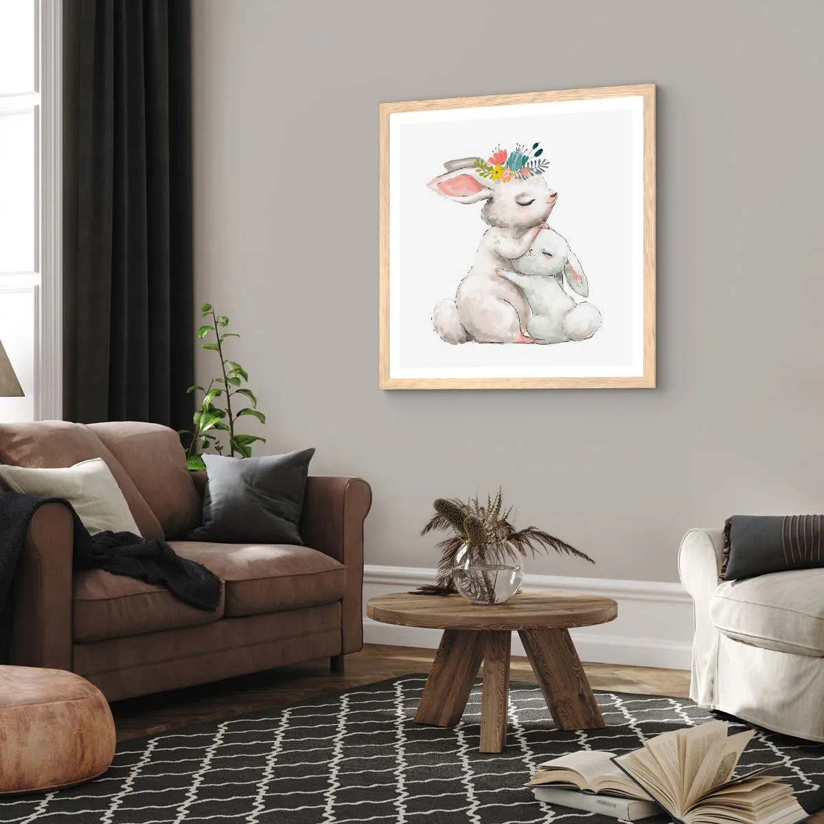Poster in cornice rovere chiaro - Da mamma si sta meglio - 50x50 cm