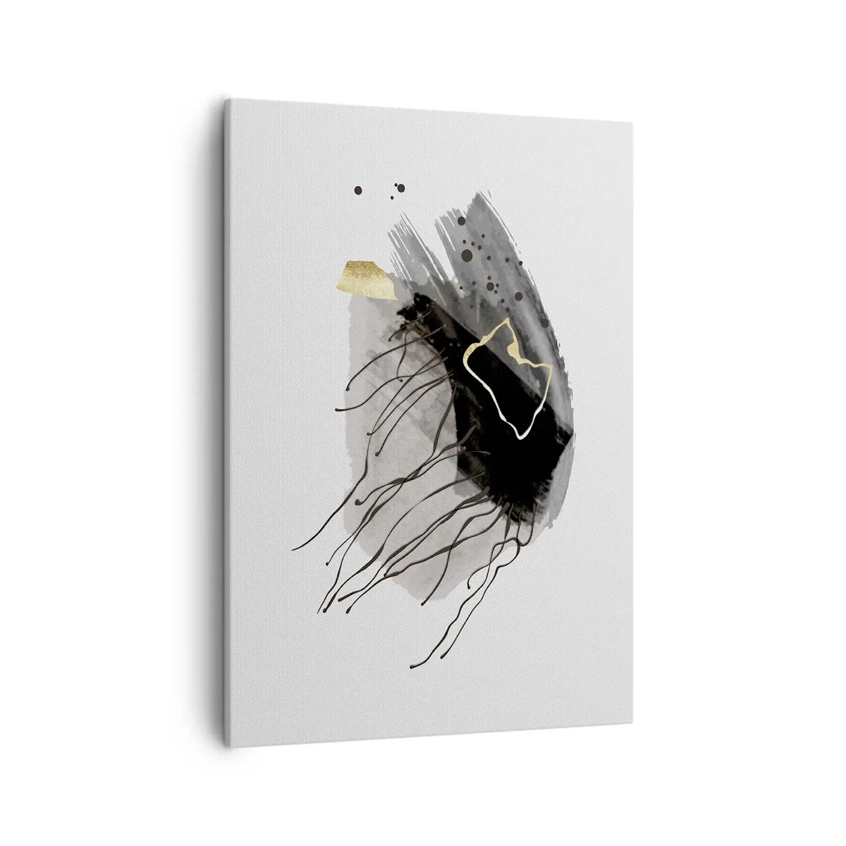 Quadro su tela - Stampe su Tela - Una composizione astratta con accenti di nero e oro. - 50x70cm - In nero e in oro - Decorazione murale moderna per soggiorno e camera da letto ARTTOR