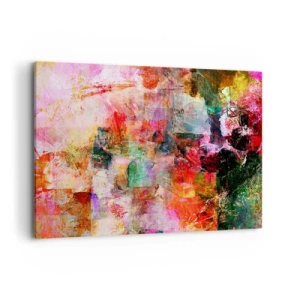 Quadro su tela - Stampe su Tela - Una composizione astratta con tonalità dominanti di rosa e rosso. - 120x80cm - Viaggio attraverso le rose - Decorazione murale moderna per soggiorno e camera da letto ARTTOR