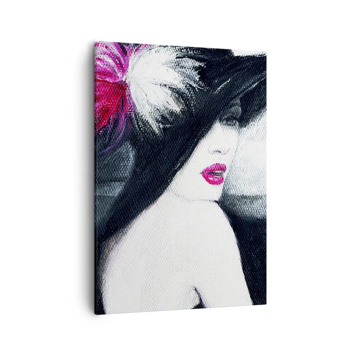Quadro su tela - Stampe su Tela - Donna elegante con cappello piumato - 50x70cm - Sempre un mistero - Decorazione murale moderna per soggiorno e camera da letto ARTTOR