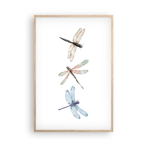 Poster in cornice rovere chiaro - Libellule senza peso - 61x91 cm