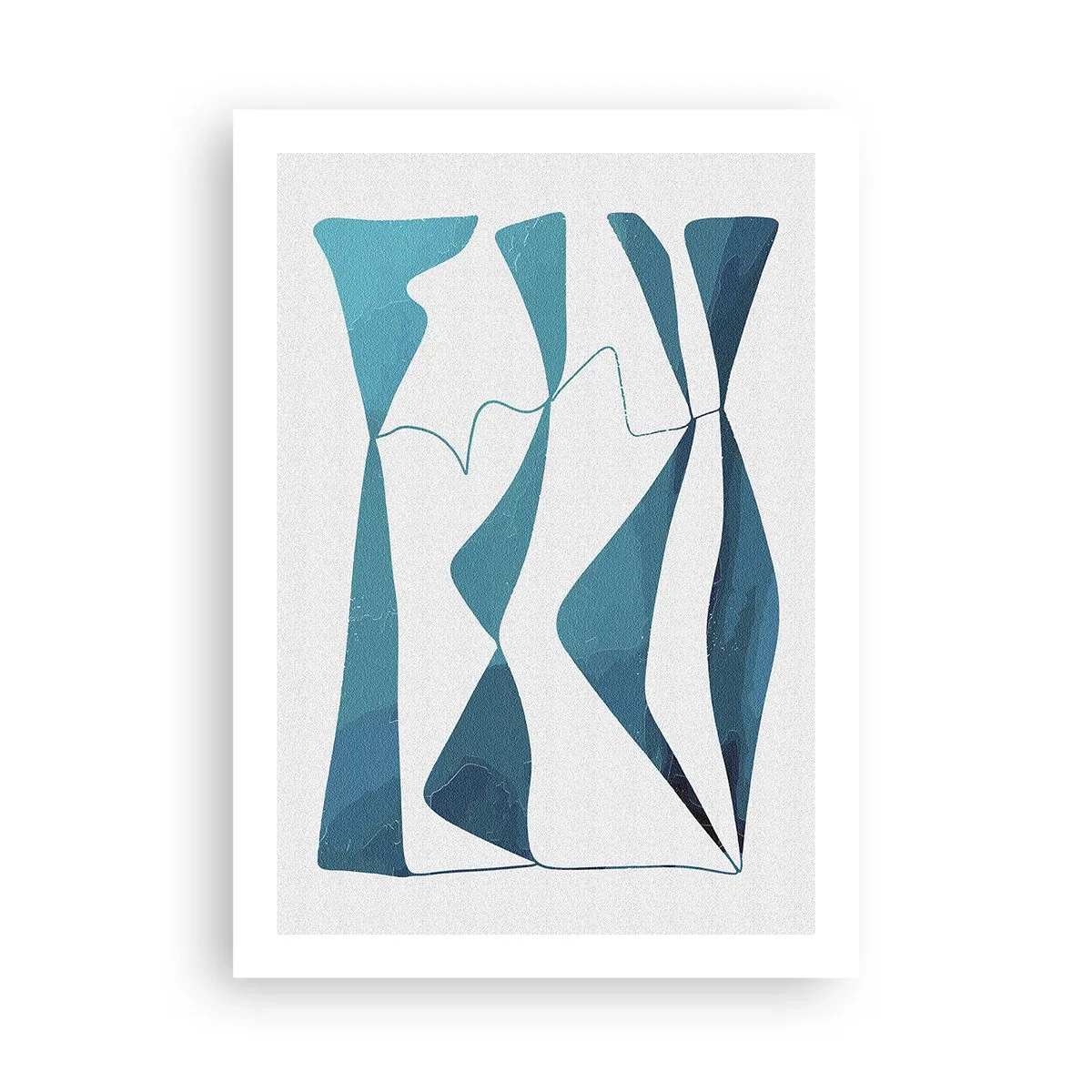 Poster - Una composizione astratta nei toni del blu con linee dinamiche. - 50x70cm - Astrazione: legame turchese - Decorazione murale moderna per soggiorno e camera da letto ARTTOR