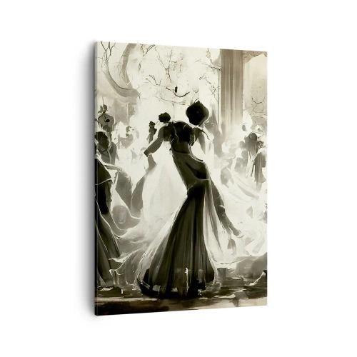 Quadro su tela - Stampe su Tela - Palla in stile retrò in bianco e nero - 50x70cm - Il gran ballo in maschera - Decorazione murale moderna per soggiorno e camera da letto ARTTOR
