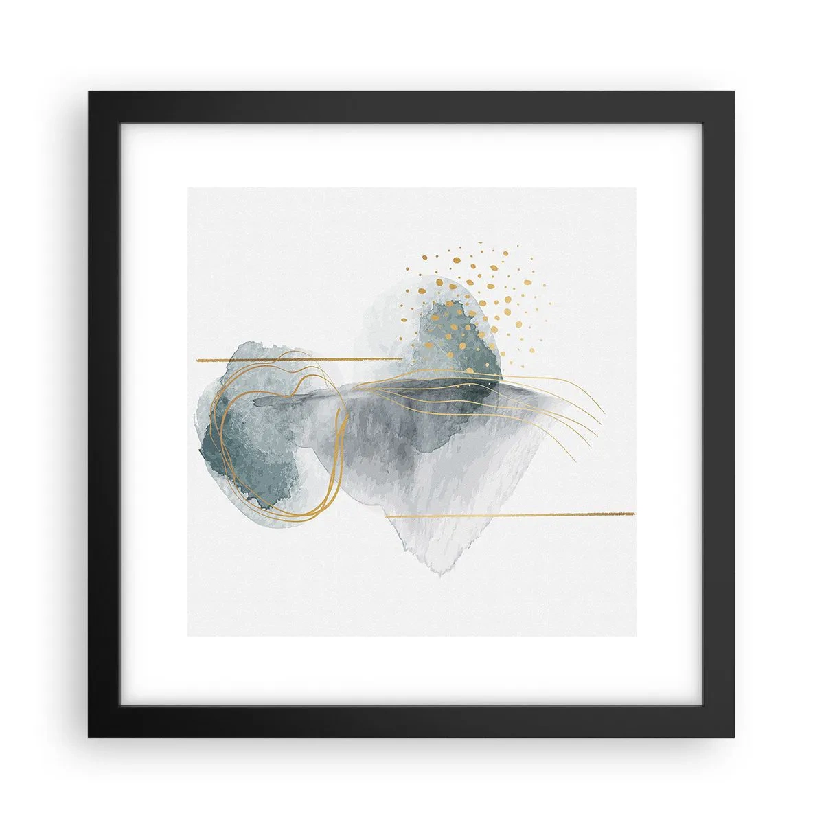 Poster in cornice nera - Sui legami del grigio e dell'oro - 30x30 cm