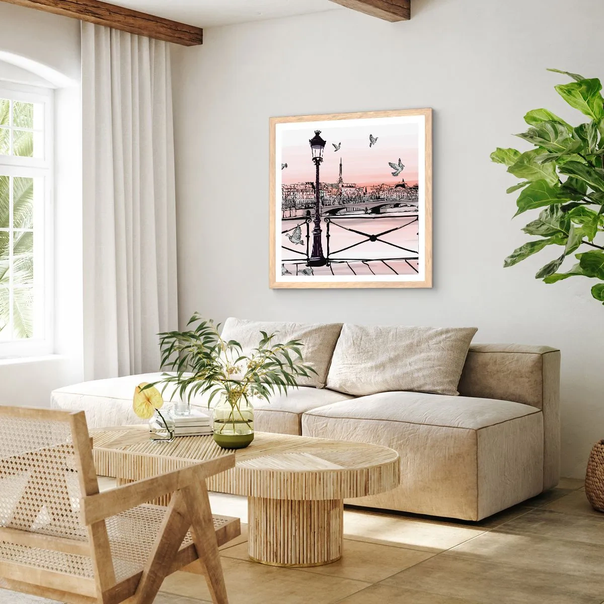 Poster in cornice rovere chiaro - Sui tetti di Parigi - 50x50 cm