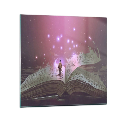 Quadro su vetro - Invito ad un altro mondo: leggi! - 30x30 cm