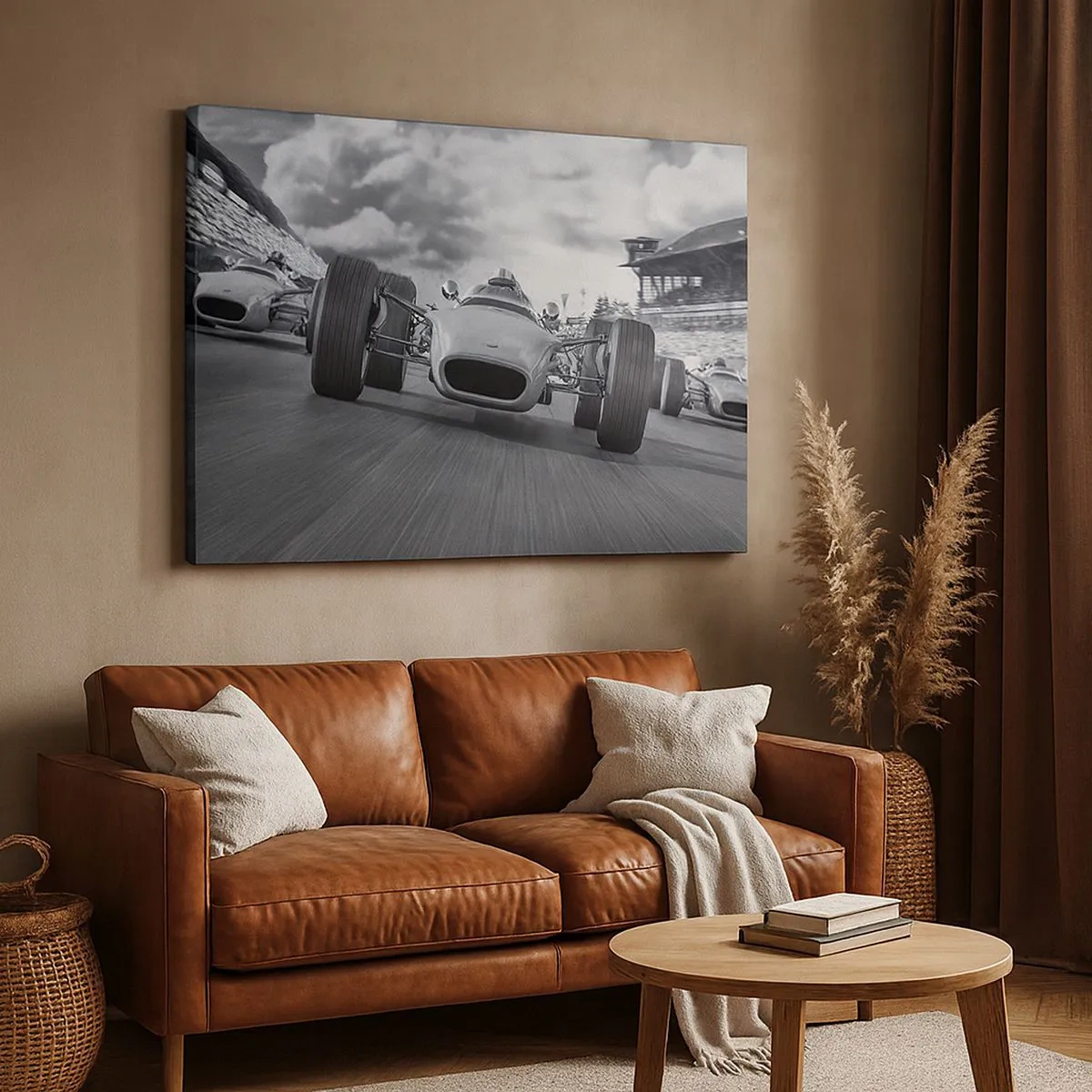 Quadro su tela - Stampe su Tela - Gara di auto d'epoca in movimento - 70x50cm - C'è la forza! - Decorazione murale moderna per soggiorno e camera da letto ARTTOR