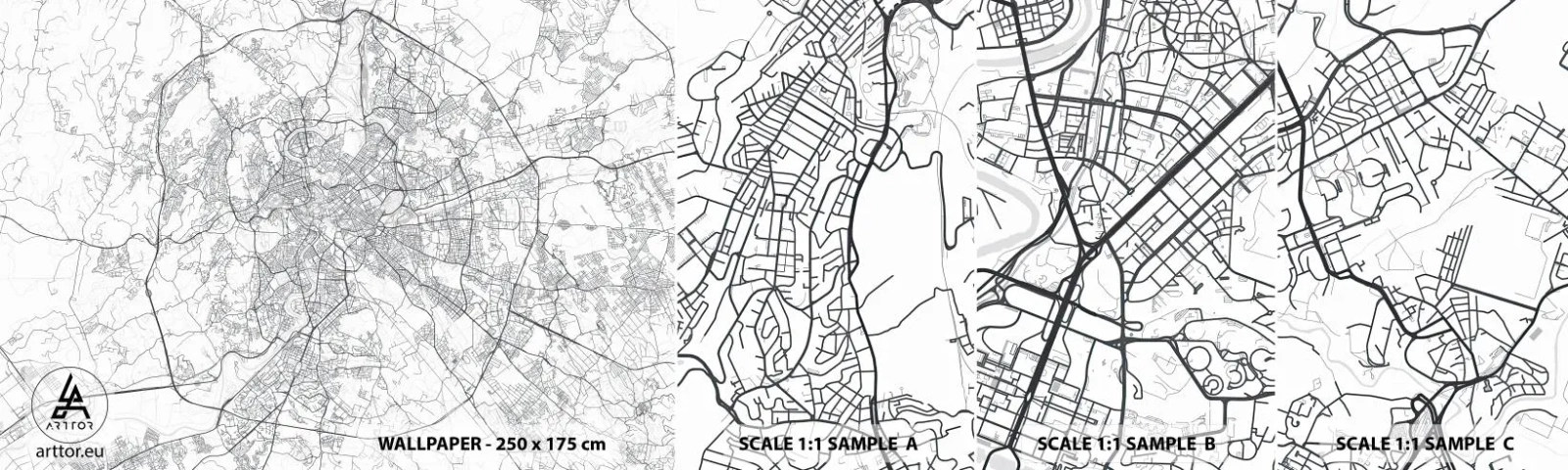 Campione di Fotomurale Adesivo Deluxe Sticker - L'anello romano - Città, Mappa della città, Roma - 100x30 cm