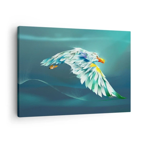 Quadro su tela - Stampe su Tela - Aquila astratta in volo contro un cielo turchese - 70x50cm - Potenza del volo dell'aquila - Decorazione murale moderna per soggiorno e camera da letto ARTTOR
