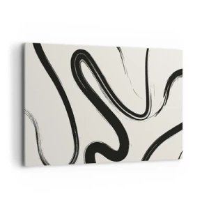 Quadro su tela - Stampe su Tela - Linee curve in bianco e nero su uno sfondo chiaro - 120x80cm - Capriccio bianco e nero - Decorazione murale moderna per soggiorno e camera da letto ARTTOR