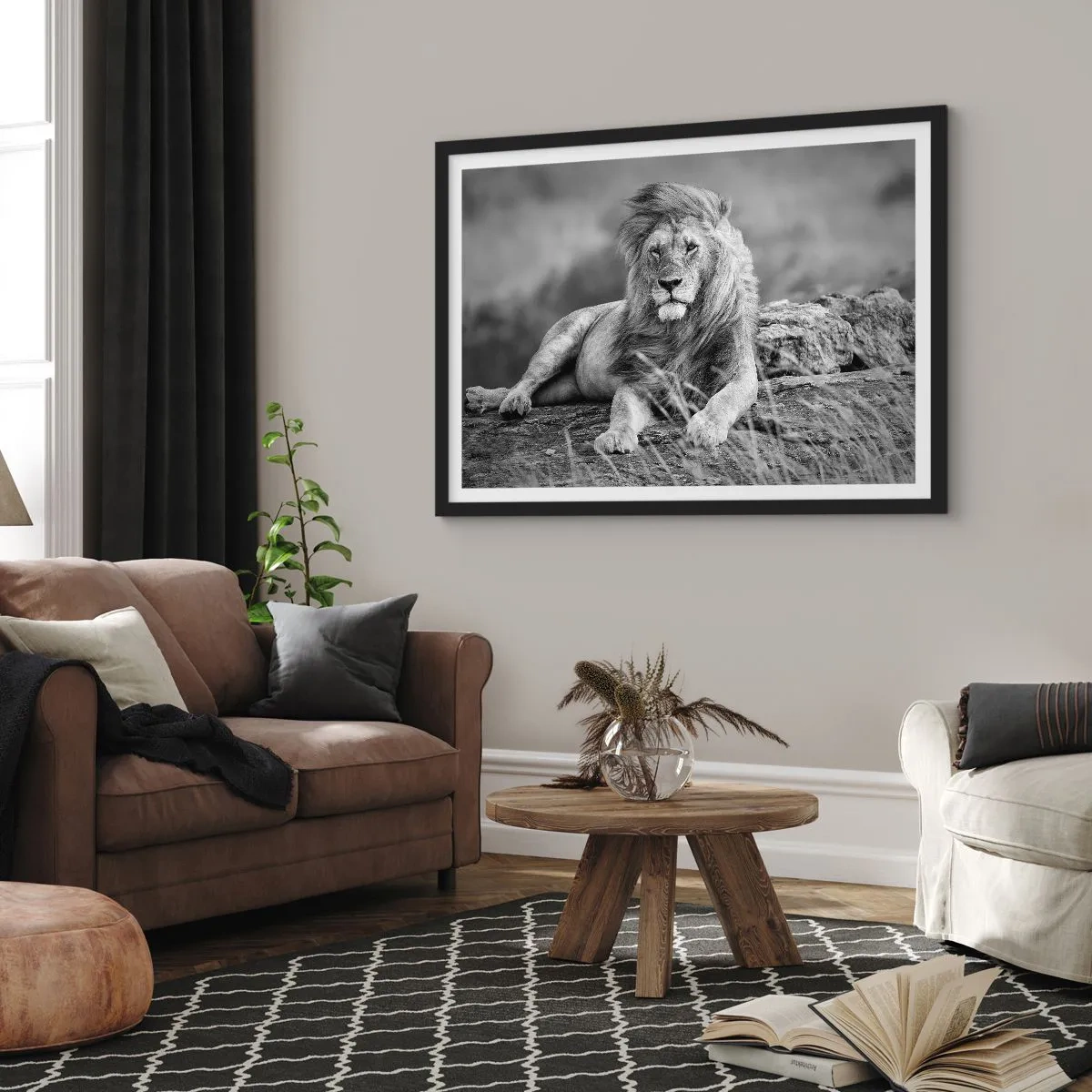 Poster in cornice nera - La siesta del re - 50x40 cm