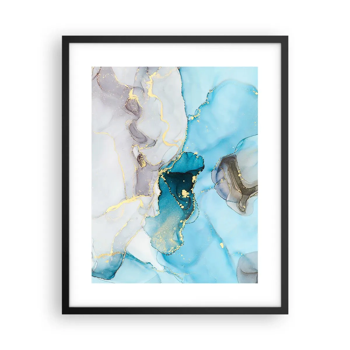 Poster in cornice nera - Studio di incontro tra grigio e turchese - 40x50 cm