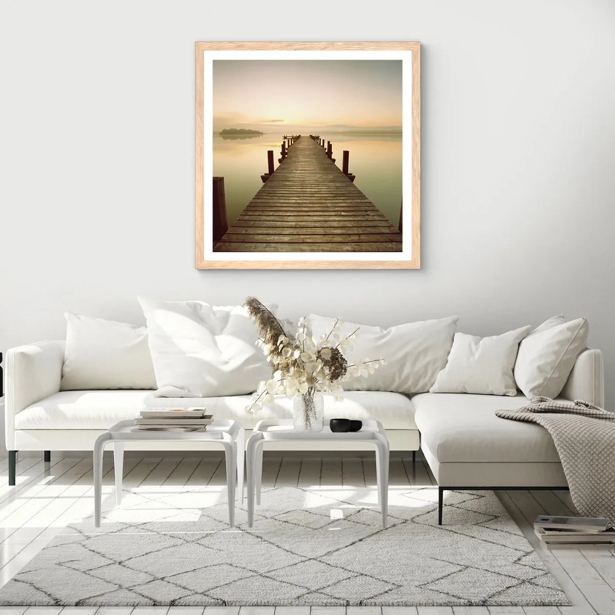 Poster in cornice rovere chiaro - Aurora, alba, luce - 40x40 cm