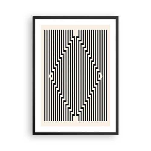 Poster in cornice nera - Linee bianche e nere che creano un'illusione ottica - 50x70cm - Illusione geometrica - Decorazione murale moderna per soggiorno e camera da letto ARTTOR