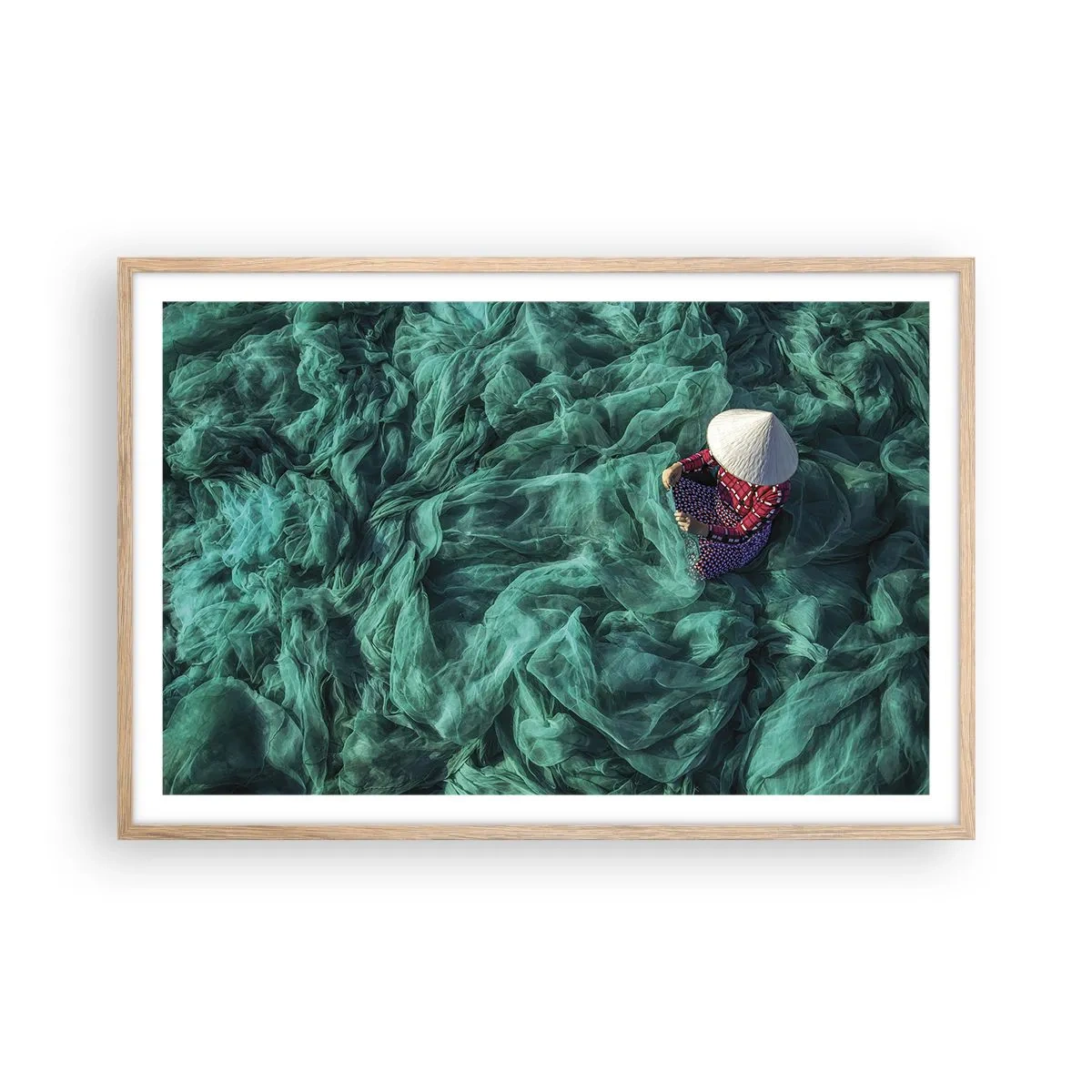 Poster in cornice rovere chiaro - Nel mare di reti - 91x61 cm