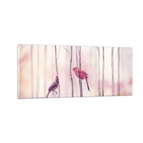 Quadro su vetro - Il racconto del bosco rosa - 100x40 cm