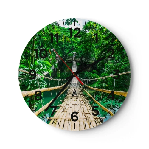 Orologio da parete - Orologio in Vetro - Ponte sospeso sopra il verde - 40x40 cm