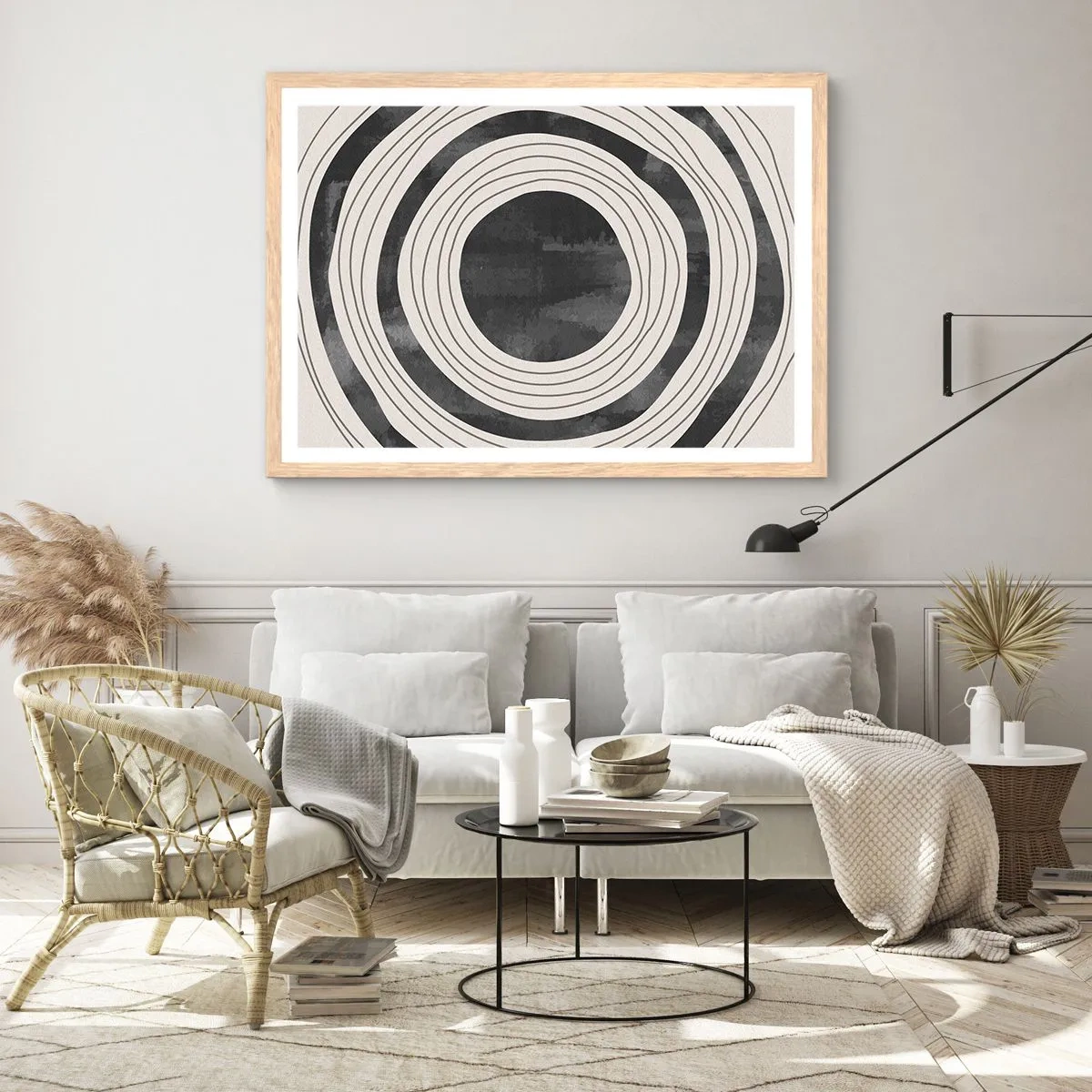 Poster in cornice rovere chiaro - Proprio al centro - 50x40 cm