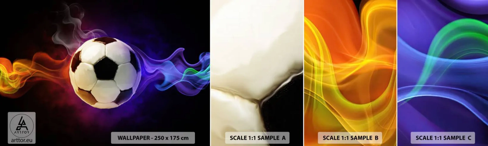 Campione di Fotomurale Adesivo Deluxe Sticker - La forza magica del gioco - Astrazione, Sport, Calcio - 100x30 cm