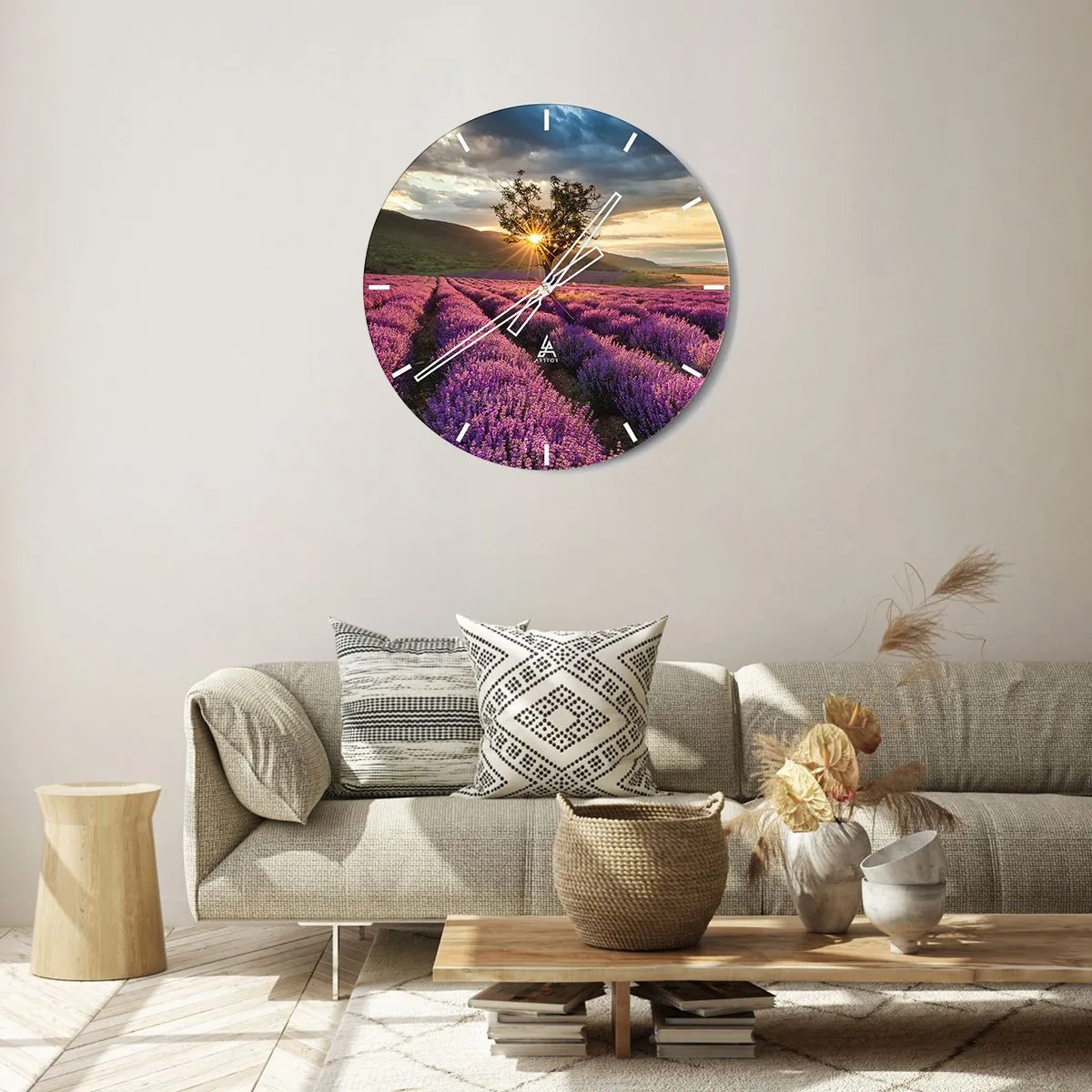 Orologio da parete - Orologio in Vetro - Aroma di colore lilla - 40x40 cm