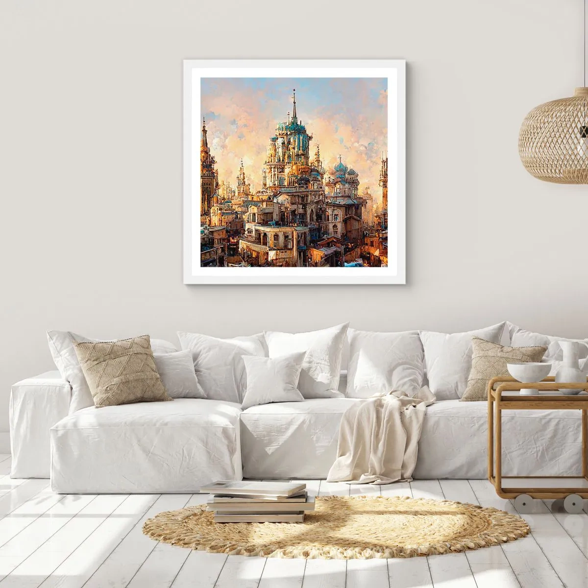Poster in cornice bianca - La città delle città - 60x60 cm