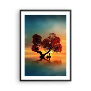 Poster in cornice nera - Albero a forma di cuore al tramonto - 50x70cm - Gli esiliati e il silenzio fuori dal mondo - Decorazione murale moderna per soggiorno e camera da letto ARTTOR