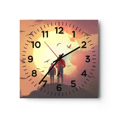 Orologio da parete - Orologio in Vetro - Faccia a faccia con il sole - 40x40 cm