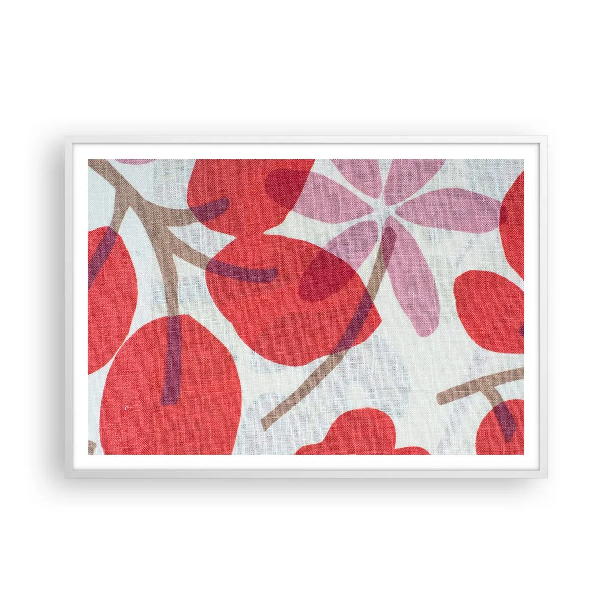 Poster in cornice bianca - Composizione di fiori in rosa - 100x70 cm