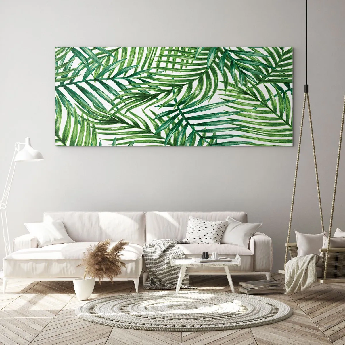 Quadro su vetro - Sotto un baldacchino verde - 100x40 cm