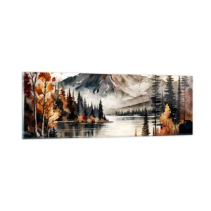 Quadro su vetro - L'autunno dorato sui monti - 90x30 cm