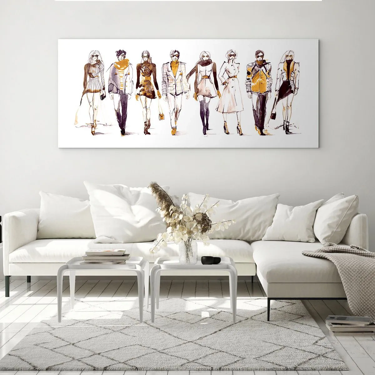 Quadro su vetro - Chic naturale, eleganza casual - 100x40 cm