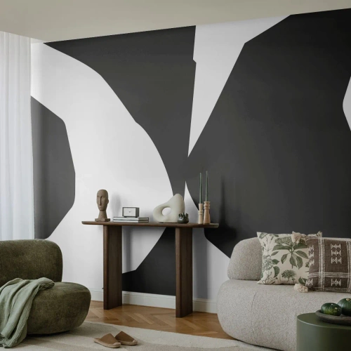 Fotomurali Standard Eco - Forme astratte in bianco e nero - 100x70cm - Positivo - negativo - Decorazione murale moderna per soggiorno e camera da letto ARTTOR